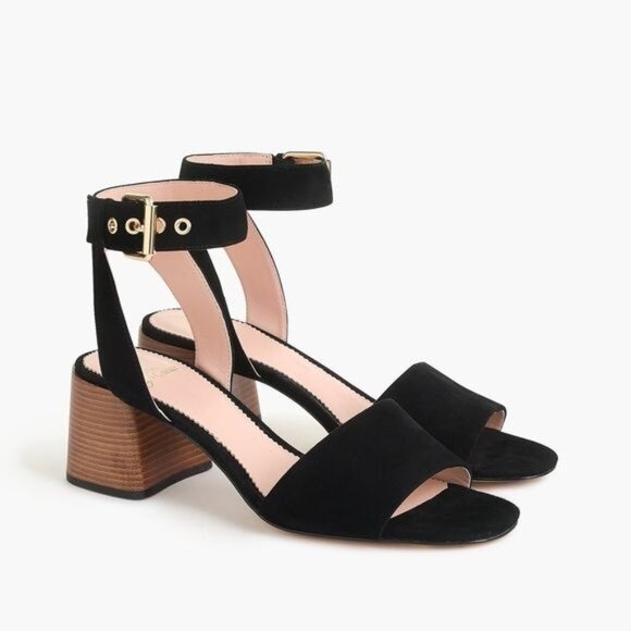 J. Crew Penny Ankle Strap Sandals in Black Suede, Size 8.5 NWT - Picture 1 of 8